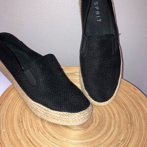 Esprit Black Slip-On Espadrille with Braided Jute Midsole